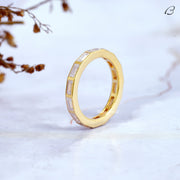 East West Baguette Cut Moissanite Bezel Set Full Eternity Wedding Band