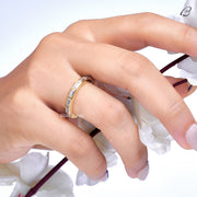 East West Baguette Cut Moissanite Bezel Set Full Eternity Wedding Band