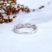 Round Cut Moissanite Twisted Half Eternity Wedding Band For Women Infinity Style Anniversary Band
