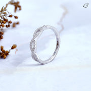 Round Cut Moissanite Twisted Half Eternity Wedding Band For Women Infinity Style Anniversary Band