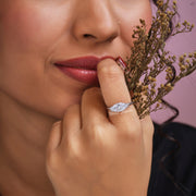 East To West Marquise Cut Colorless Moissanite Diamond Solitaire Engagement Ring