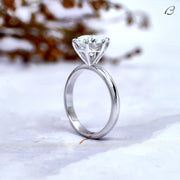 Round Cut Moissanite Six Prong Set Solitaire Engagement Ring