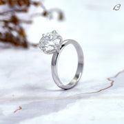 Round Cut Moissanite Six Prong Set Solitaire Engagement Ring