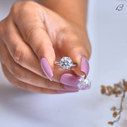 Round Cut Moissanite Six Prong Set Solitaire Engagement Ring