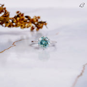 Vivid Blue Color VS Clarity IGI Certified Round Cut Lab Grown Diamond Solitaire Ring