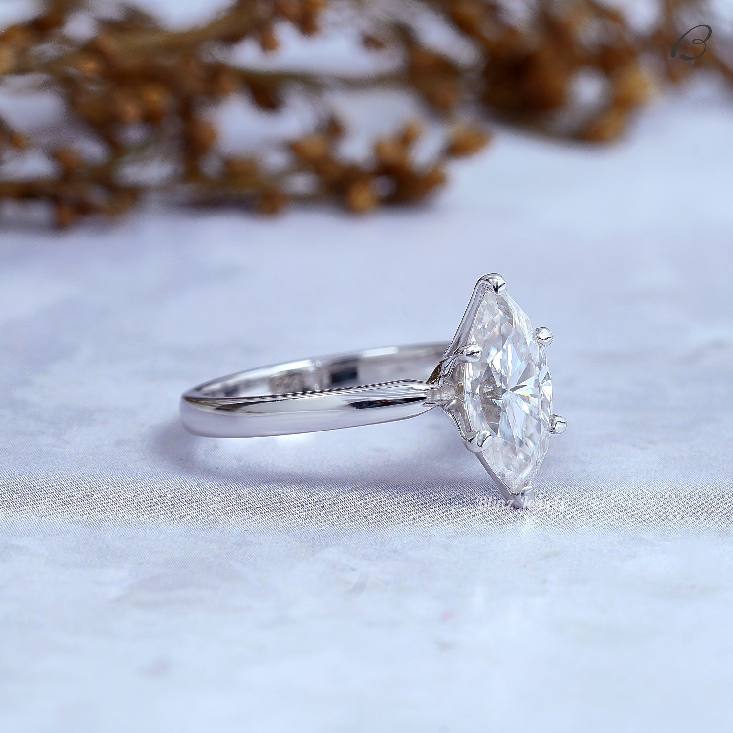 Marquise Cut Lab Grown Diamond Solitaire 6 Prong Set Engagement Ring