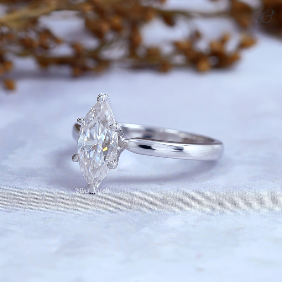 Marquise Cut Lab Grown Diamond Solitaire 6 Prong Set Engagement Ring
