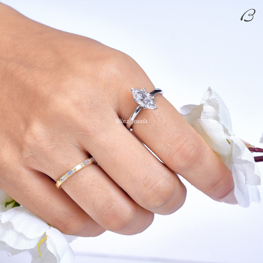 Marquise Cut Lab Grown Diamond Solitaire 6 Prong Set Engagement Ring