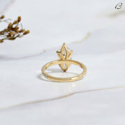 Hidden Halo Dutch Marquise Cut Lab Grown Diamond Solitaire With Accent Wedding Ring