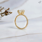 Hidden Halo Dutch Marquise Cut Lab Grown Diamond Solitaire With Accent Wedding Ring