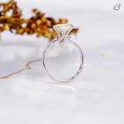 Yellow Color Princess Cut Moissanite Hidden Halo Solitaire Engagement Ring