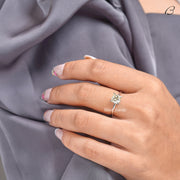 Yellow Color Princess Cut Moissanite Hidden Halo Solitaire Engagement Ring