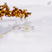Yellow Color Princess Cut Moissanite Hidden Halo Solitaire Engagement Ring