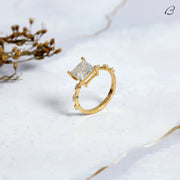 Princess Cut Moissanite Diamond Distance Pave Setting Anniversary Ring