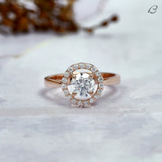 Round Cut Colorless Moissanite Solitaire Halo Anniversary Gift Ring