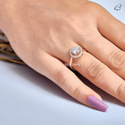 Round Cut Colorless Moissanite Solitaire Halo Anniversary Gift Ring