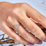 Round Cut Colorless Moissanite Solitaire Halo Anniversary Gift Ring