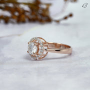 Round Cut Colorless Moissanite Solitaire Halo Anniversary Gift Ring