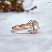 Round Cut Colorless Moissanite Solitaire Halo Anniversary Gift Ring