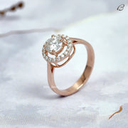 Round Cut Colorless Moissanite Solitaire Halo Anniversary Gift Ring