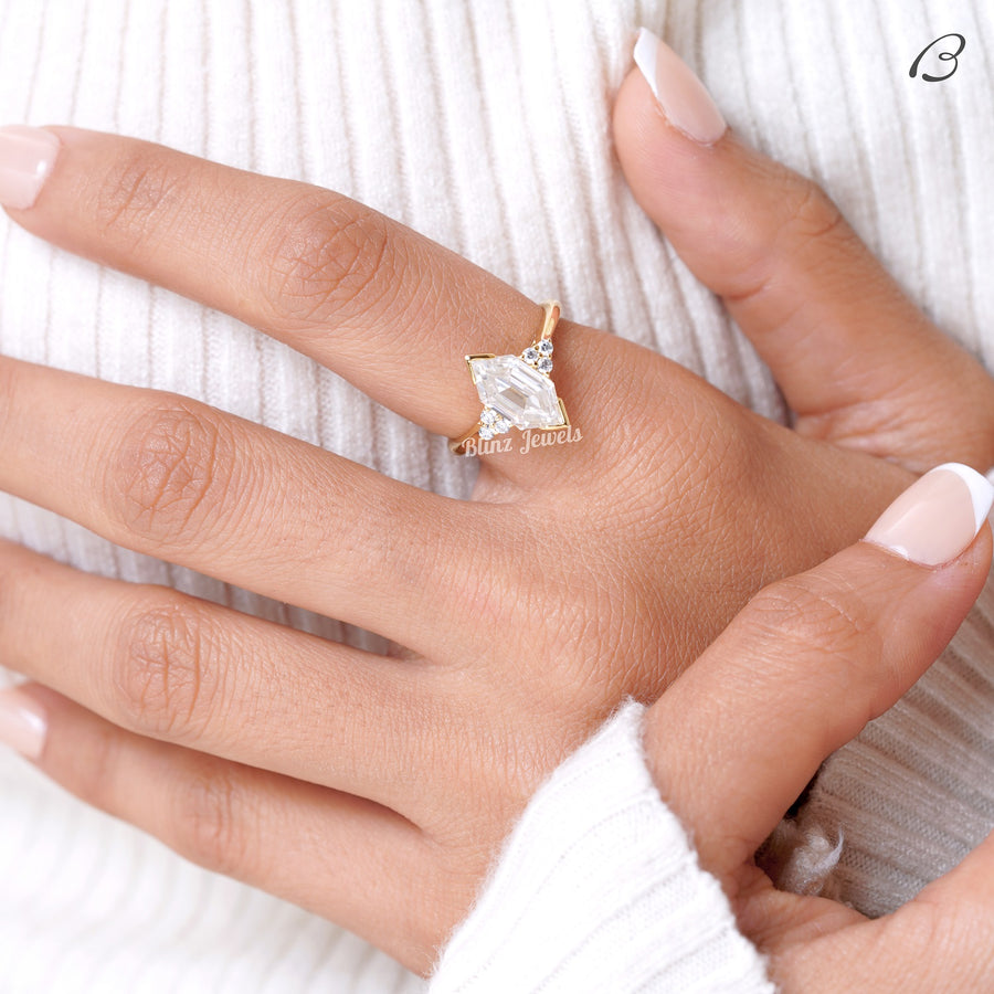 Dutch Marquise Step Cut Moissanite Half Bezel Set Anniversary Gift
