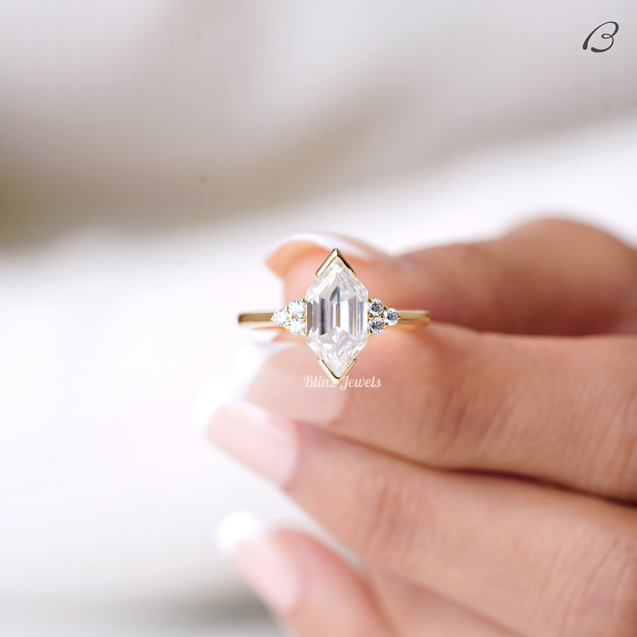 Dutch Marquise Step Cut Moissanite Half Bezel Set Anniversary Gift