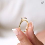 Half Bezel Set Dutch Marquise Step Cut Lab Grown Diamond Engagement Ring