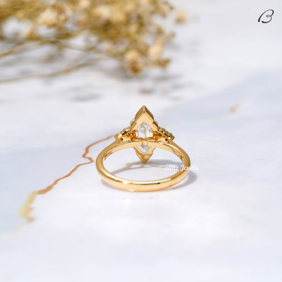 Dutch Marquise Step Cut Moissanite Half Bezel Set Anniversary Gift