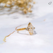 Dutch Marquise Step Cut Moissanite Half Bezel Set Anniversary Gift