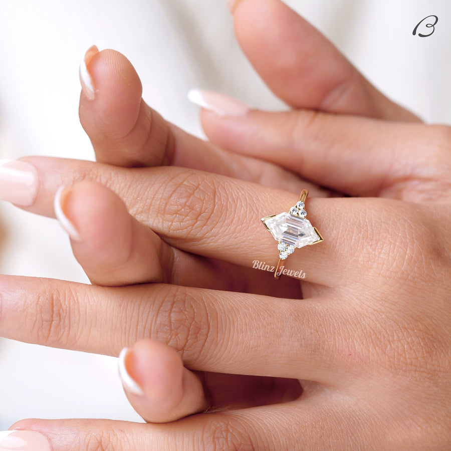 Dutch Marquise Step Cut Moissanite Half Bezel Set Anniversary Gift