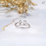 Emerald And Marquise Cut Moissanite Open Cuff Toi Et Moi Promise Ring