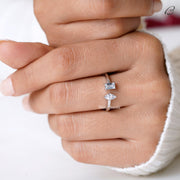 Emerald And Marquise Cut Moissanite Open Cuff Toi Et Moi Promise Ring