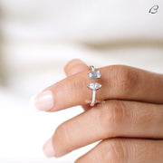 Emerald And Marquise Cut Moissanite Open Cuff Toi Et Moi Promise Ring