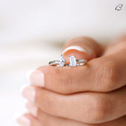 Emerald And Marquise Cut Moissanite Open Cuff Toi Et Moi Promise Ring