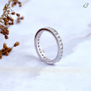 Full Eternity Round Cut Moissanite Channel Set Stackable Anniversary Band