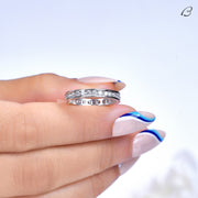 Full Eternity Round Cut Moissanite Channel Set Stackable Anniversary Band