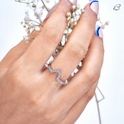 Dainty Curved Band Round Cut Moissanite V Shape Curved Wedding Band