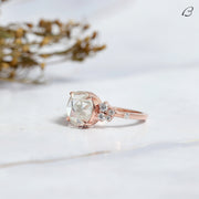 Art Deco Round Rose Cut Lab Grown Diamond Cluster Wedding Bridal Ring