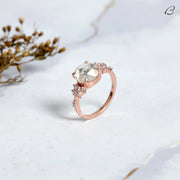 Art Deco Round Rose Cut Lab Grown Diamond Cluster Wedding Bridal Ring