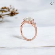 Round Rose Cut Moissanite Art Deco Cluster Diamond Engagement Ring