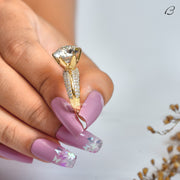 Round Cut Lab Grown Diamond Solitaire With Accent Knife Edge Engagement Ring