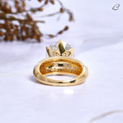 Round Cut Lab Grown Diamond Solitaire With Accent Knife Edge Engagement Ring