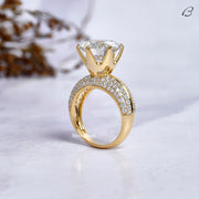 Round Cut Lab Grown Diamond Solitaire With Accent Knife Edge Engagement Ring