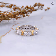 Full Eternity Round Cut Moissanite Unique Two Tone Anniversary Band