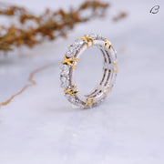 Full Eternity Round Cut Moissanite Unique Two Tone Anniversary Band