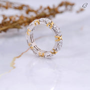 Full Eternity Round Cut Moissanite Unique Two Tone Anniversary Band