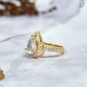 Pear Cut Moissanite Vintage Style Double Shank Halo Wedding Ring