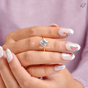 East - West Princess Cut Moissanite Diamond Solitaire Engagement Ring