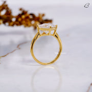 East - West Princess Cut Moissanite Diamond Solitaire Engagement Ring