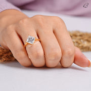 East - West Princess Cut Moissanite Diamond Solitaire Engagement Ring